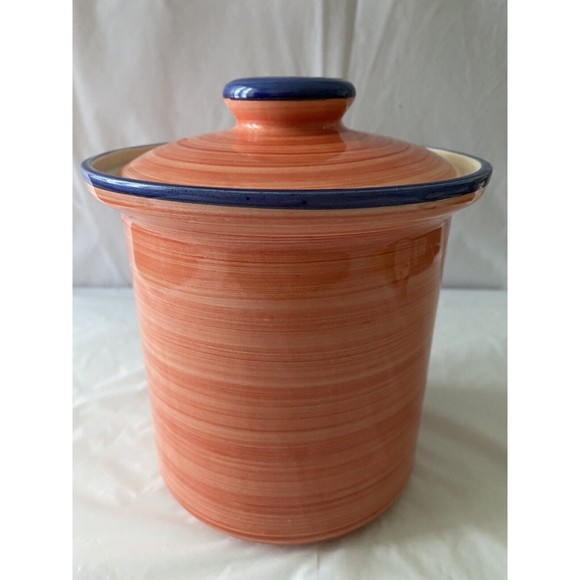 Other - Jay Wilfred Portugal Ceramic Hand Painted Orange Blue w/Lid Canister Cookie Jar